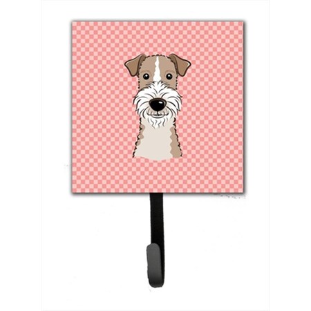 Carolines Treasures Checkerboard Pink Wire Haired Fox Terrier Leash or Key Holder- 4.25 W x 7 H In. BB1247SH4